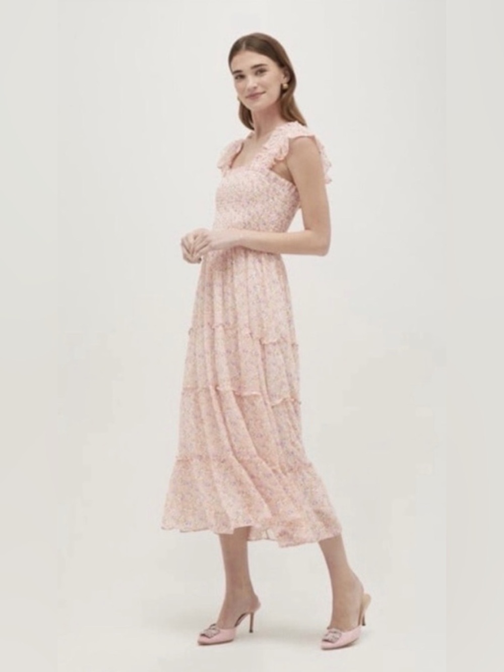 Hill House Home Ellie Nap Dress XXS Pink Floral Georgette Discontinued NWOT